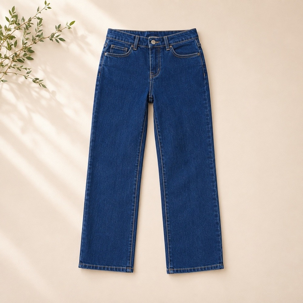 Cat & Jack Girls Kids Size 12 Straight Leg Jeans Dark Wash Adjustable Waist NWT - Picture 3 of 5